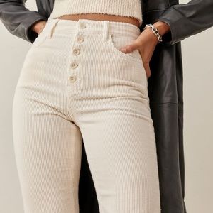 Reformation Cynthia Button Fly High Rise Straight Corduroy Pants